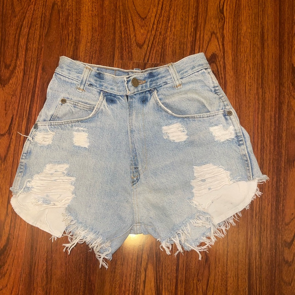 WRANGLER vintage Distressed Light baby Blue Denim Shorts